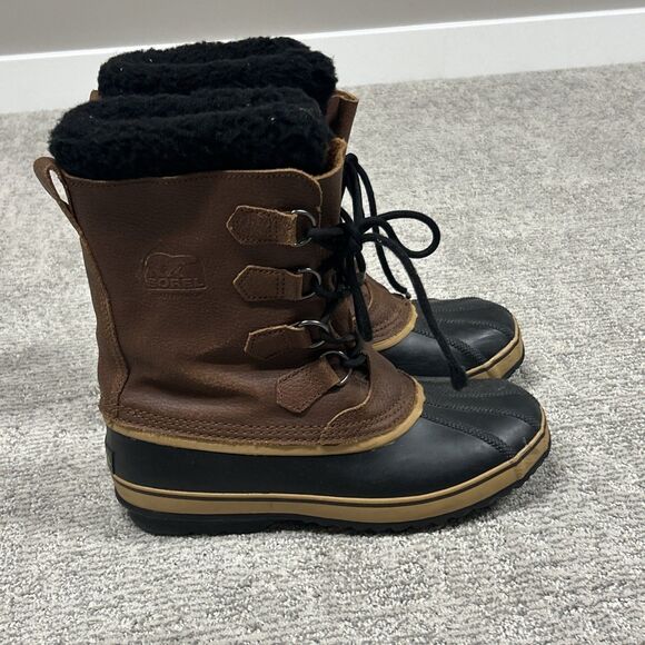 Sorel Caribou Boots Mens Size 10 Brown Leather Outdoor Waterproof Winter Snow - Picture 1 of 10